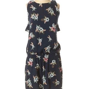 Loft Navy Floral Ruffle Romper XXS